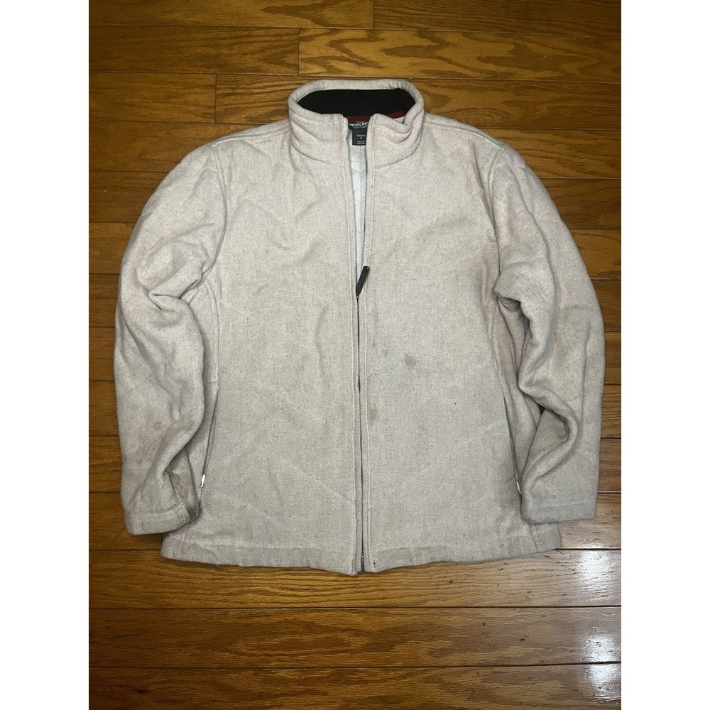 Wool Rich Woman's Beige Full-Zip Fleece Jacket Size Medium